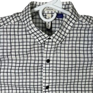 Artefact Regular Fit Men's XL Short Sleeve Button‎ Down Shirt Black White Grid